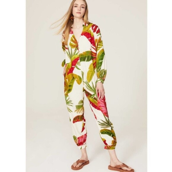 NWT FARM Rio Spring Forest Jumpsuit Monstera Tropical Floral Multicolor Size XS - Picture 3 of 9